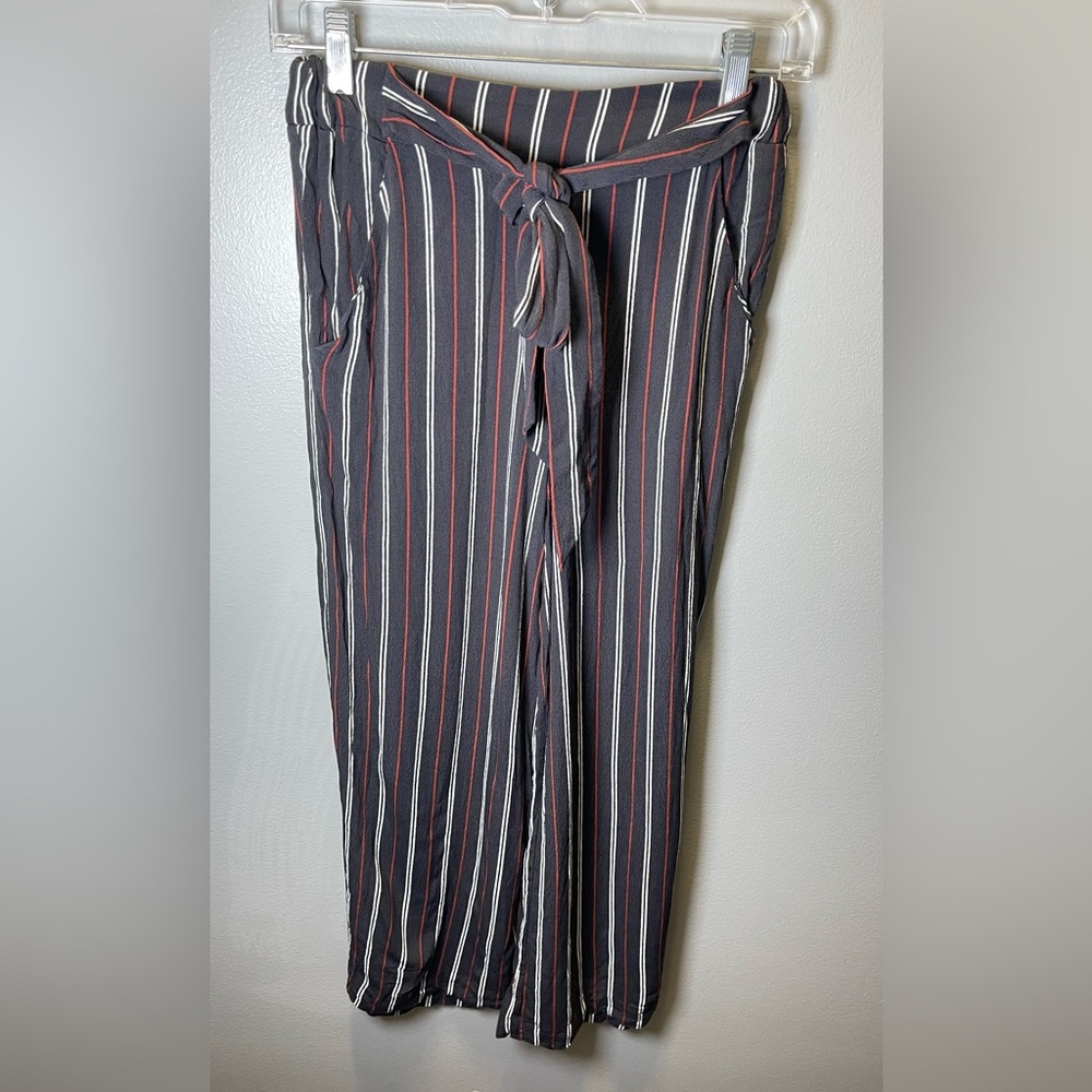 Aritzia Wilfred Women's Striped Pull-On Cropped Wide Leg Front Tie‎ Pant Size XS